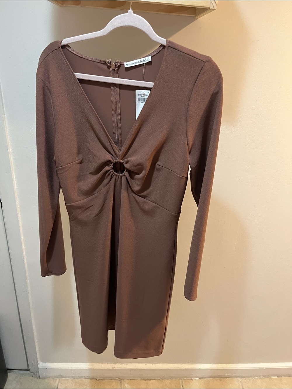 Abercrombie & Fitch Chocolate Brown Long Sleeve Knot-Front Dress
